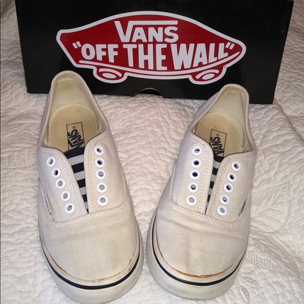 White Slip On Vans